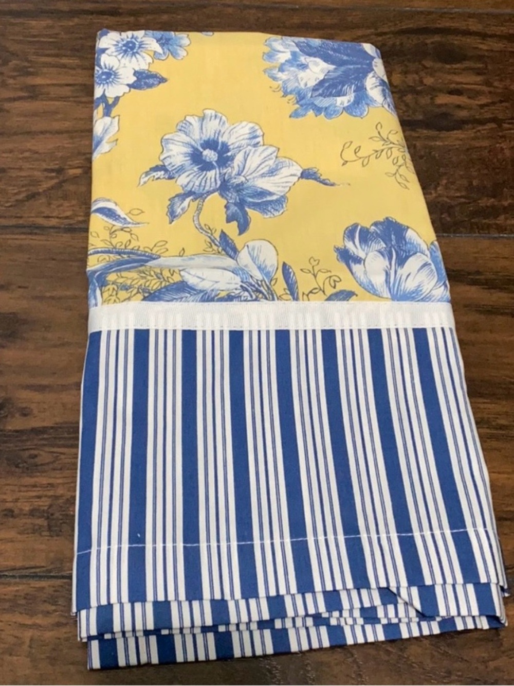 Blue and Yellow Floral & Stripe Curtains Valance Tara New